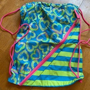 Justice drawstring back pack fun colors & playful